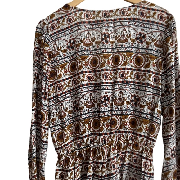 Oneill Printed Romper Bell Sleeves Wrap V Neck Adjustable Waist Tassels Size S - Picture 5 of 17